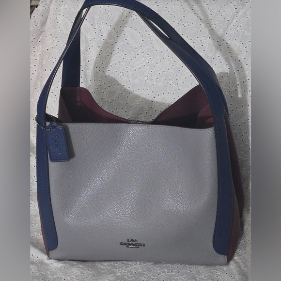Coach Handbags - Coach 76088 Hadley Hobo In Colorblock (Baby Blue/Blue/Red) - EUC